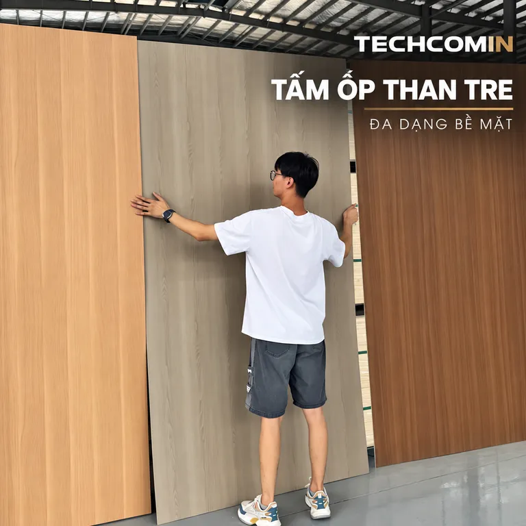 Tấm ốp than tre bề mặt vân gỗ
