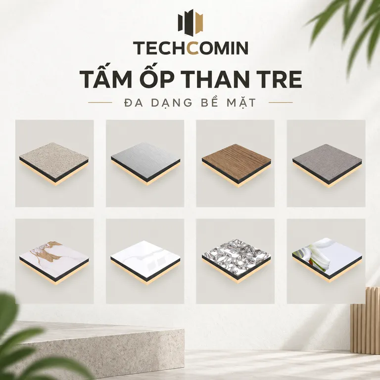 Tấm ốp than tre bề mặt vân gỗ