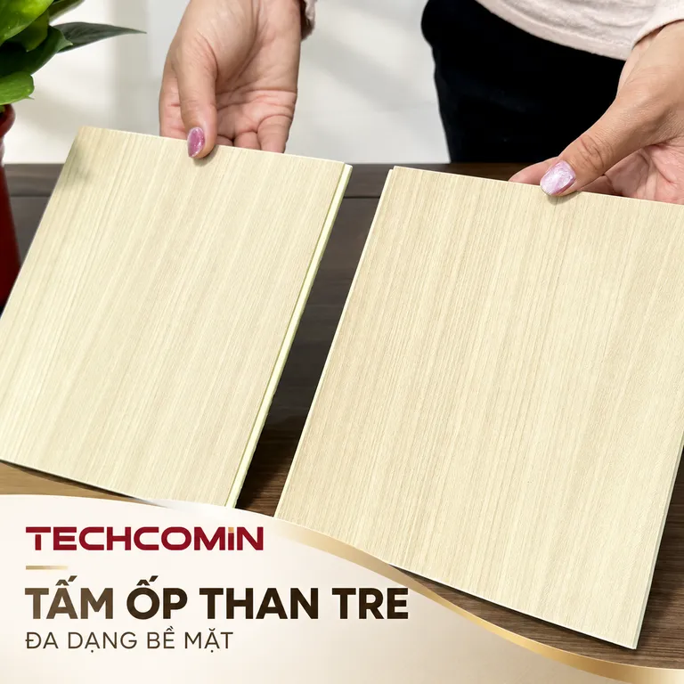 Tấm ốp than tre bề mặt vân gỗ