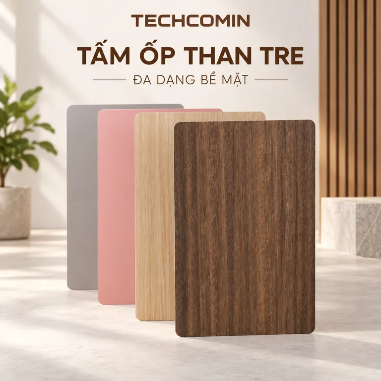Tấm ốp than tre bề mặt vân gỗ