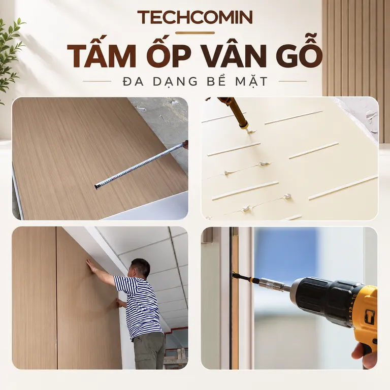 Tấm ốp than tre bề mặt vân gỗ