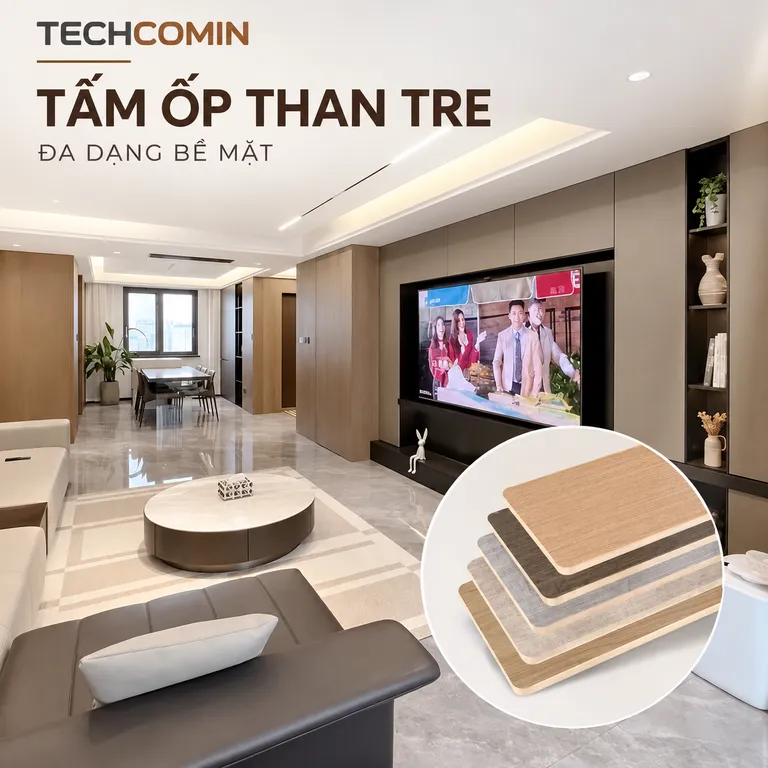 Tấm ốp than tre bề mặt vân gỗ
