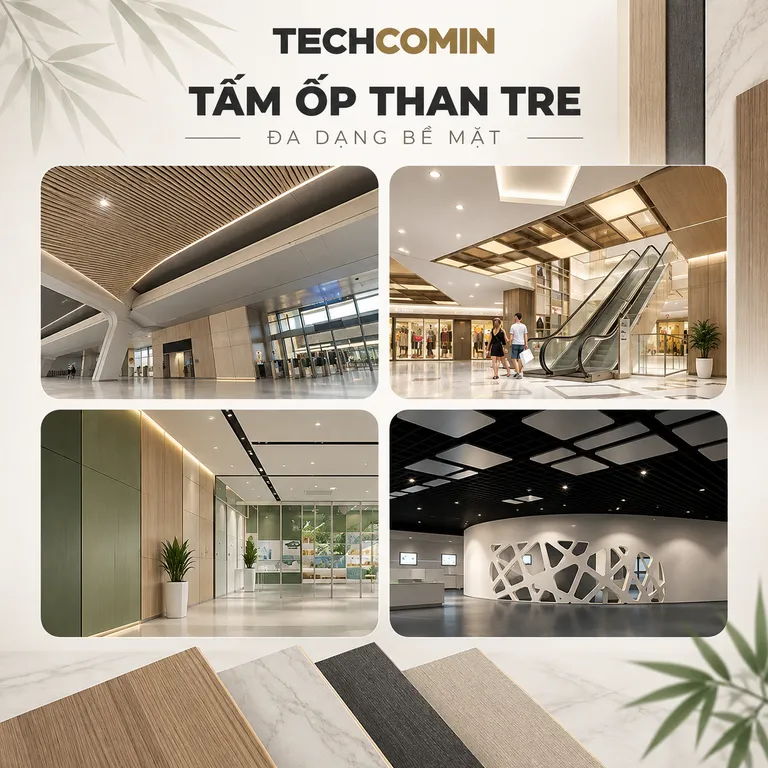 Tấm ốp than tre bề mặt vân gỗ