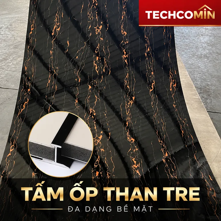 Tấm ốp than tre bề mặt vân gỗ