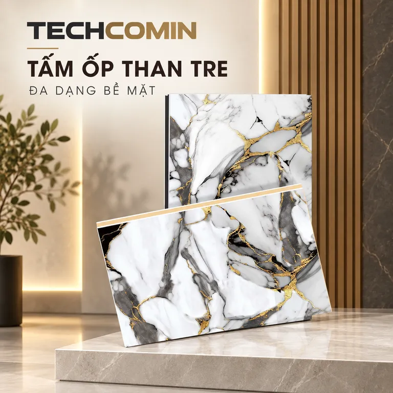 Tấm ốp than tre bề mặt vân gỗ