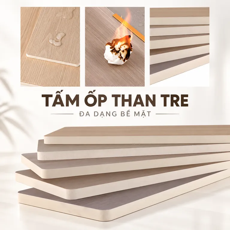 Tấm ốp than tre bề mặt vân gỗ