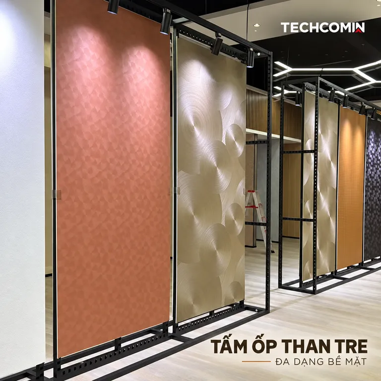 Tấm ốp than tre bề mặt vân gỗ