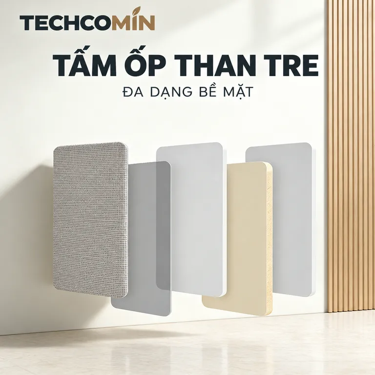 Tấm ốp than tre bề mặt vân gỗ