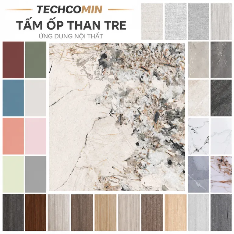 Tấm ốp than tre bề mặt vân gỗ