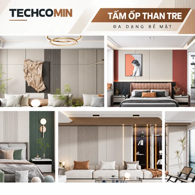 Tấm ốp than tre bề mặt vân gỗ