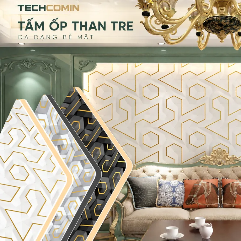 Tấm ốp than tre bề mặt vân gỗ