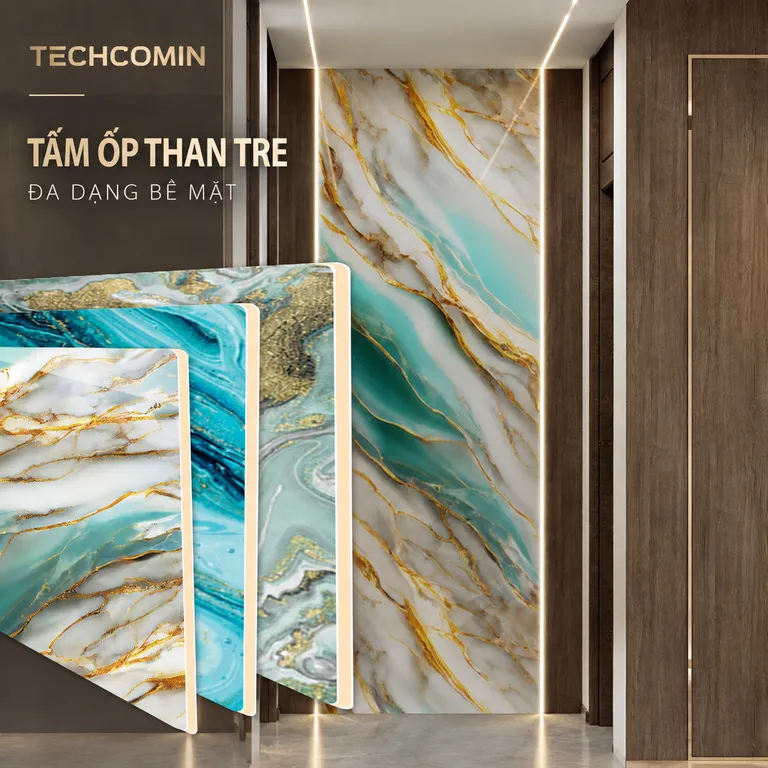 Tấm ốp than tre bề mặt vân gỗ