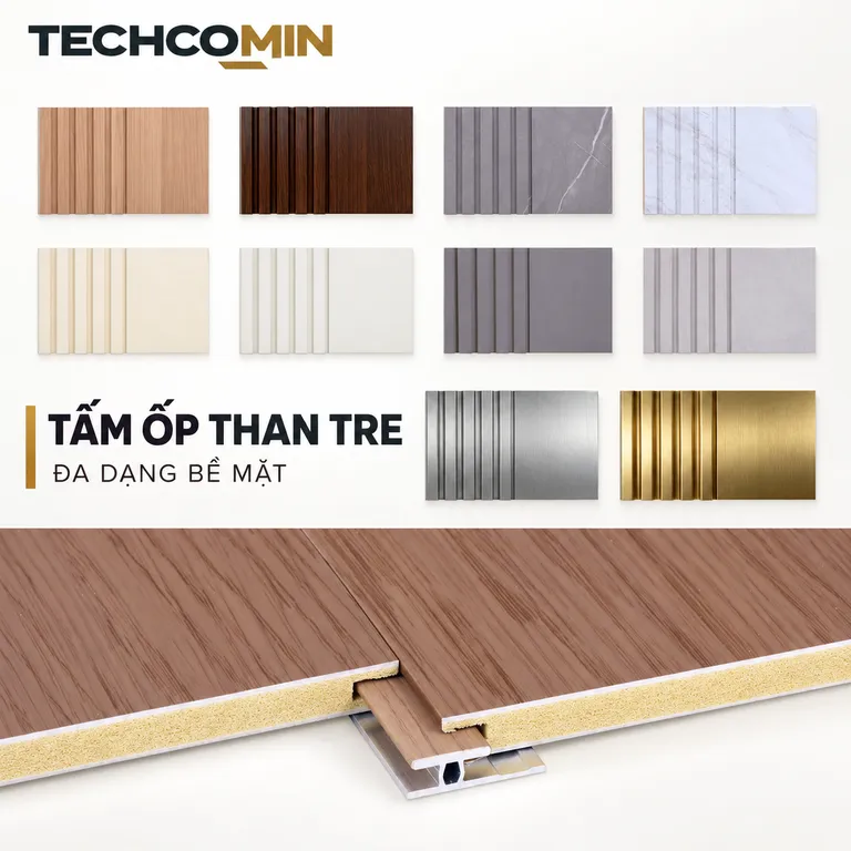 Tấm ốp than tre bề mặt vân gỗ